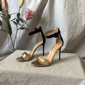 Gianvito Rossi Portofino Gold & Black Sandal Heels